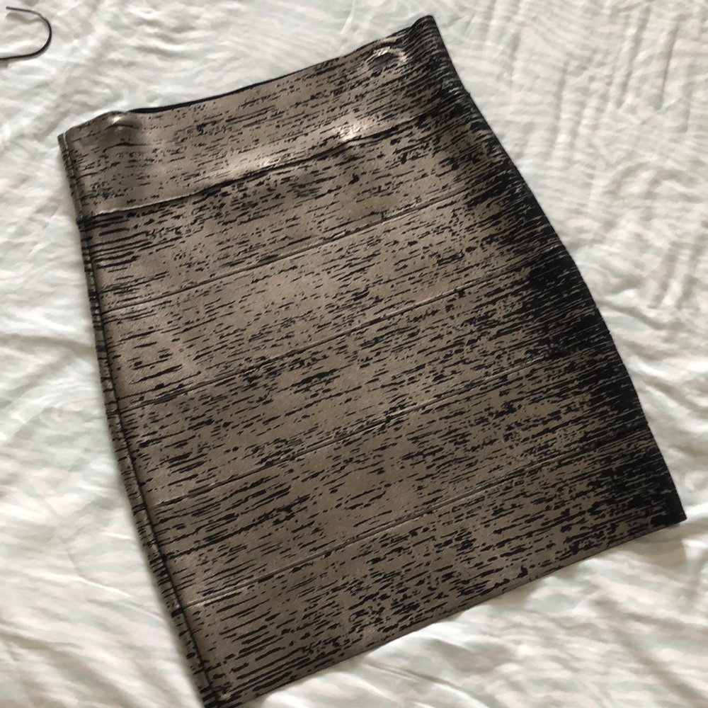 Black and Metallic Gold BGBG mini bandage skirt
